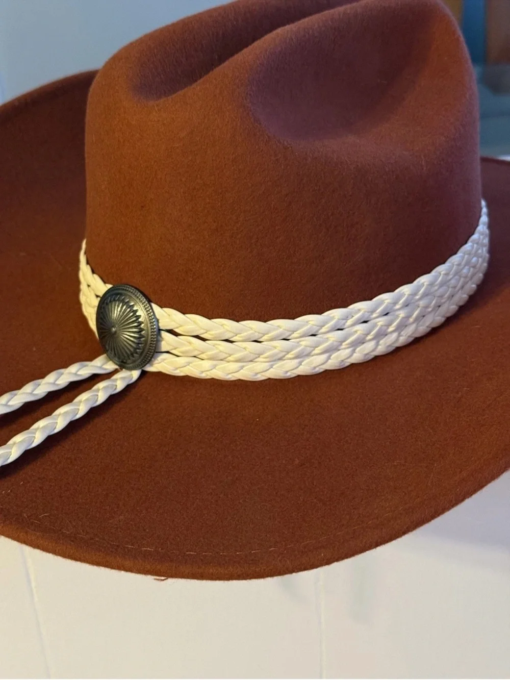 San Diego Hat Company Rust Brown Felt Cowboy Hat with Black Sweatband - Picture 3 of 7